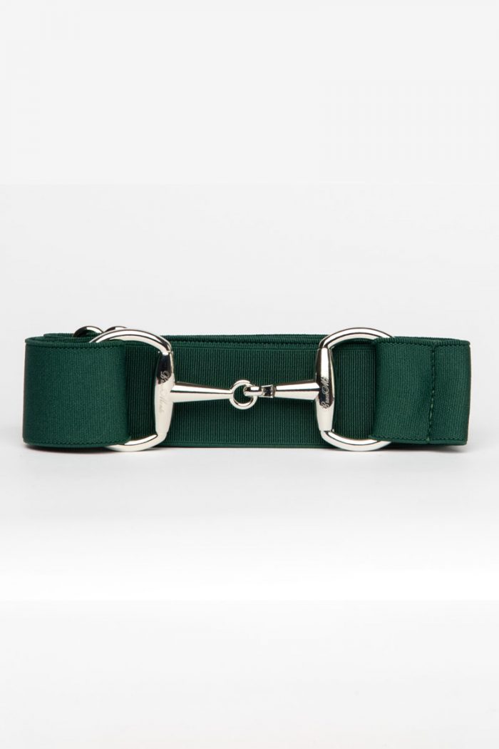 Cinturon ecuestre en verde con detalles ecuestres Brilli bracomonte equestrain marbella